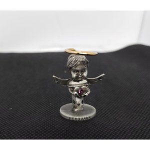 NWT Genuine Pewter Birthstone Angel of the Month February 1.5" T Gold Pl…